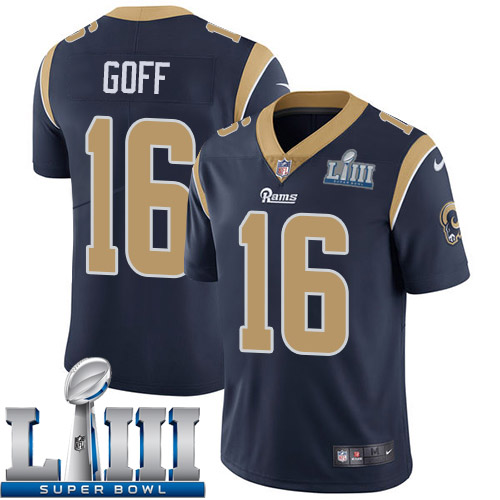 Men Los Angeles Rams #16 Goff Dark blue Nike Vapor Untouchable Limited 2019 Super Bowl LIII NFL Jerseys